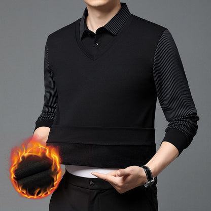 🔥Chemise fausse deux pièces à revers rayé