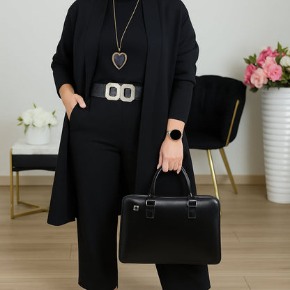 💞Conjunto elegante de 3 peças, incluindo cardigan comprido, blusa e calças💞PORTES GRÁTIS