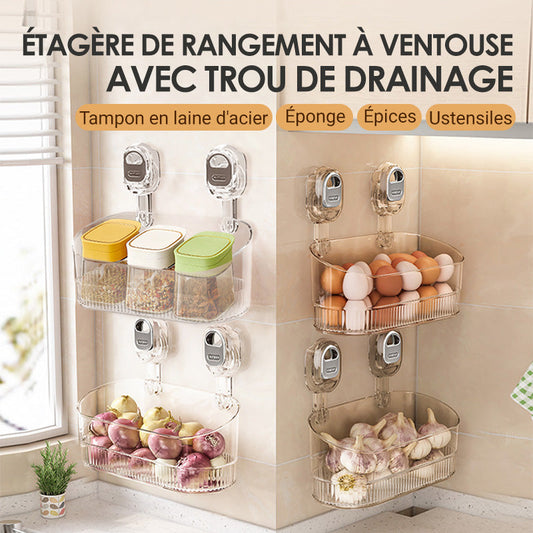 🔥 Style hôtel 6 étoiles à Dubaï : Étagère de rangement à ventouses avec trou de drainage