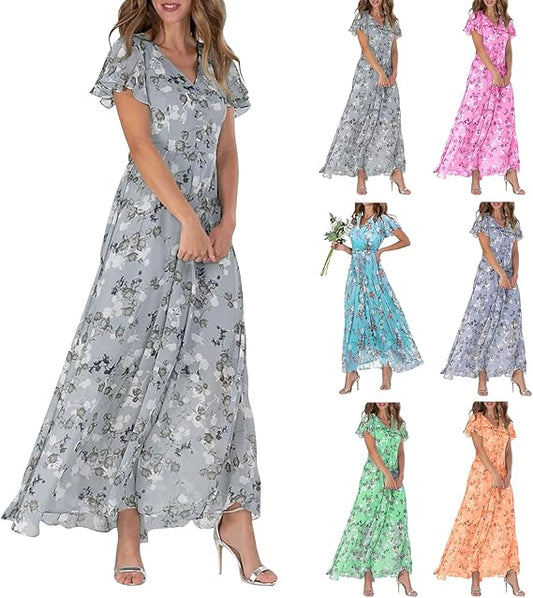 🌸2025 NIEUWE CHIFFON BEDRUKTE JURK