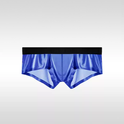 Boxer taille basse en satin respirant pour homme avec soie glacée 