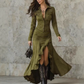 【🔥 Prix ultra-bas du jour】Robe rétro pour femme, col montant et fente
