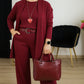 💞Conjunto elegante de 3 peças, incluindo cardigan comprido, blusa e calças💞PORTES GRÁTIS