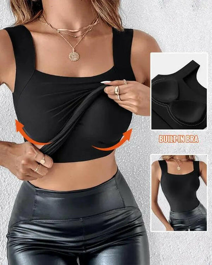 💖Débardeurs thermiques à col en U et soutien-gorge intégré pour femmes