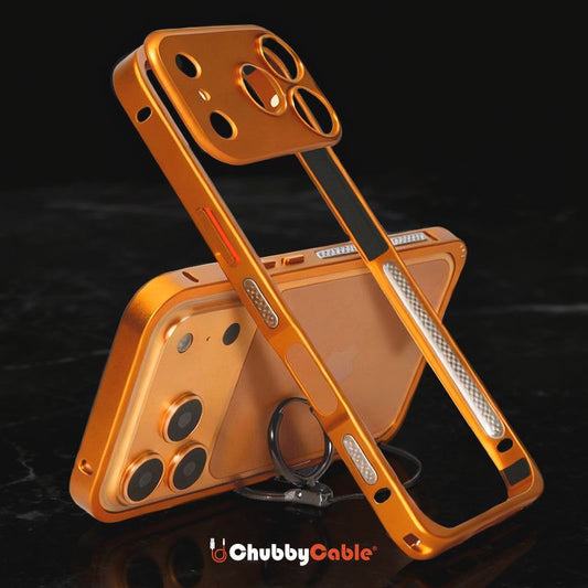 Coque pare-chocs ultra-fine en métal avec protection d'objectif et support GripRing pour iPhone 17