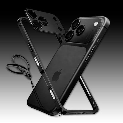 Coque pare-chocs ultra-fine en métal avec protection d'objectif et support GripRing pour iPhone 17