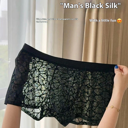 10A antibacteriële herenboxershorts van ijszijde met kant en mesh