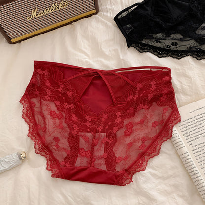 Franse satijnen kanten mesh slip met uitsparingen