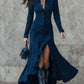 【🔥 Prix ultra-bas du jour】Robe rétro pour femme, col montant et fente