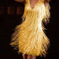 Vestido de festa sexy e elegante com franjas