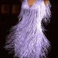 Vestido de festa sexy e elegante com franjas