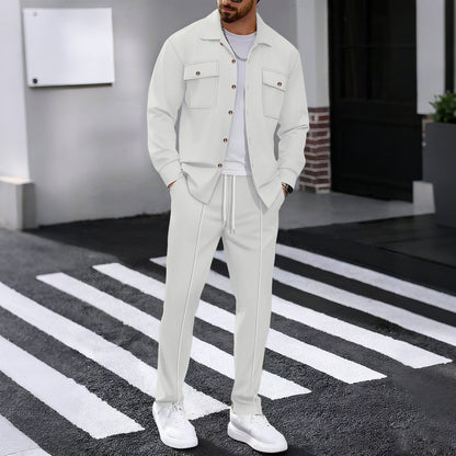 ⏰ Ensemble veste boutonnée et pantalon en maille alvéolée pour homme – Coupe décontractée, tissu respirant et style au quotidien 👕👖