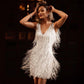 Vestido de festa sexy e elegante com franjas