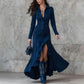 【🔥 Prix ultra-bas du jour】Robe rétro pour femme, col montant et fente