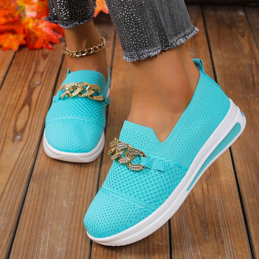 Geweven, ademende, casual wedge sneakers voor dames
