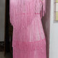 Vestido de festa sexy e elegante com franjas