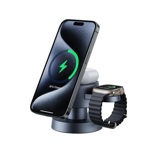 3-in-1 draadloze oplader voor iPhone 16, 15, 14, 13, 12, snellaadstation voor Apple Watch 10, 9, 8, 7, 6, 5, 4, Airpods 2, 3 Pro
