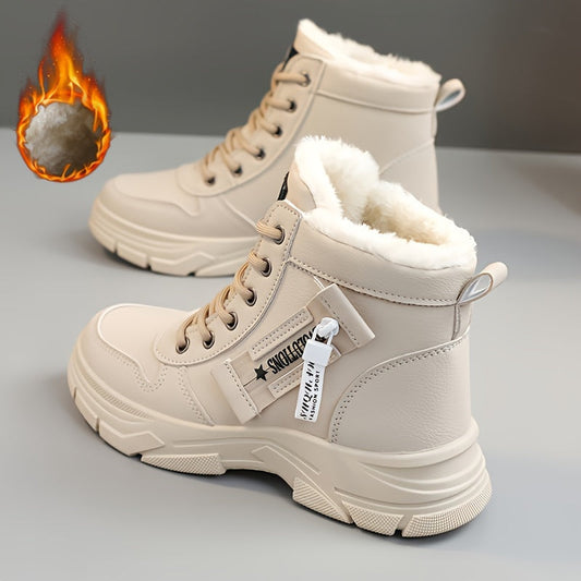 Bottes de neige surélevées pour femmes avec semelle épaisse
