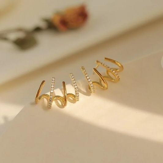 ✨ Boucles d'oreilles élégantes courbées avec zircon – design élégant et moderne