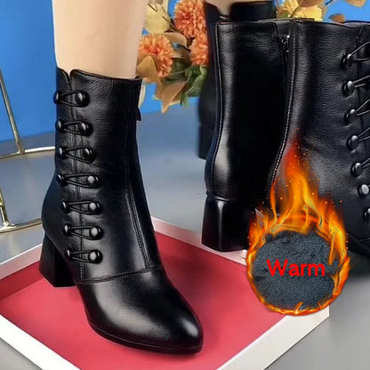 ✨💃Bottes élégantes en cuir pour femmes avec fermeture éclair latérale
