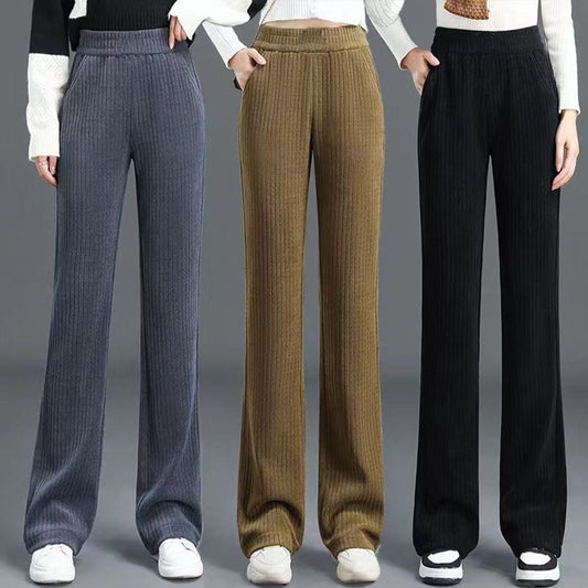 Pantalon polyvalent à taille élastique unie pour femme et pantalon à taille ample.