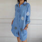 2025 nieuwe casual damesoverhemdjurk met print en button-down