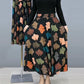Damesmode Hoge Taille Bloemen Geplooide Lange Rok