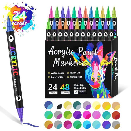 Stylo acrylique double face - design bicolore