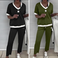 Set van casual V-hals top en broek voor dames 【Hoge kwaliteit】