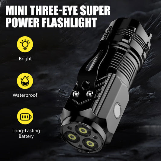 Mini lampe de poche super puissante à trois yeux