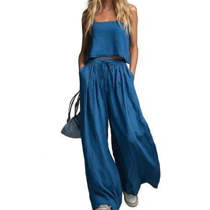 💞HOT SALE🔥Costume décontracté en coton et lin de couleur unie pour femme 【Achetez-en 2, livraison gratuite】