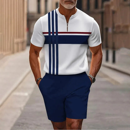 🔥49% DE RÉDUCTION !🔥 Ensemble chemise et short à col zippé pour homme