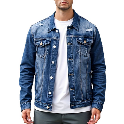 🧥 49% DE RÉDUCTION MAINTENANT ! 👖 Veste en jean délavé vintage pour homme décontractée – Design intemporel, tissu durable et poches fonctionnelles ✨