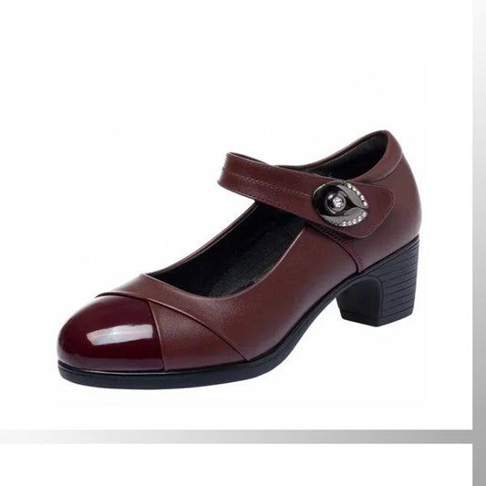 💖Livraison gratuite💖Chaussures orthopédiques en cuir souple à boutons diamant pour femmes 【Confortables et antidérapantes】